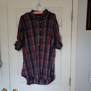 Vintage Ralph Lauren Madras Plaid Button-Up Shirt Size XL